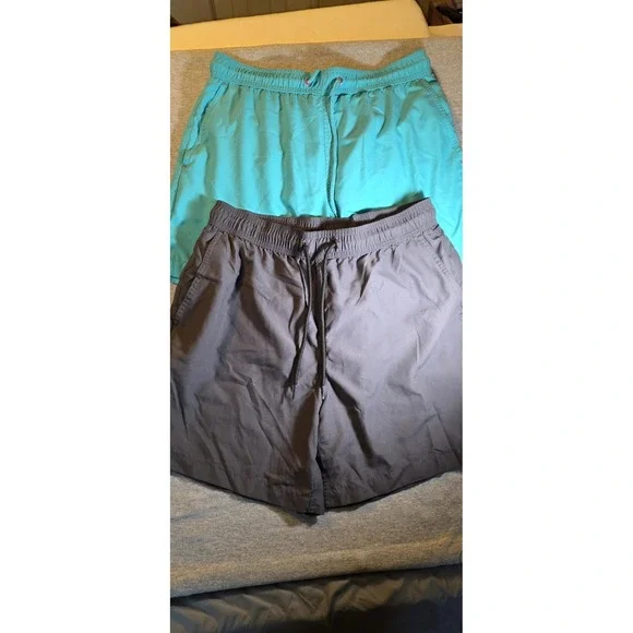 George Mens Swim Trunks Bundle 2 Pack Grey Turquoise Blue Mesh Lined Medium M