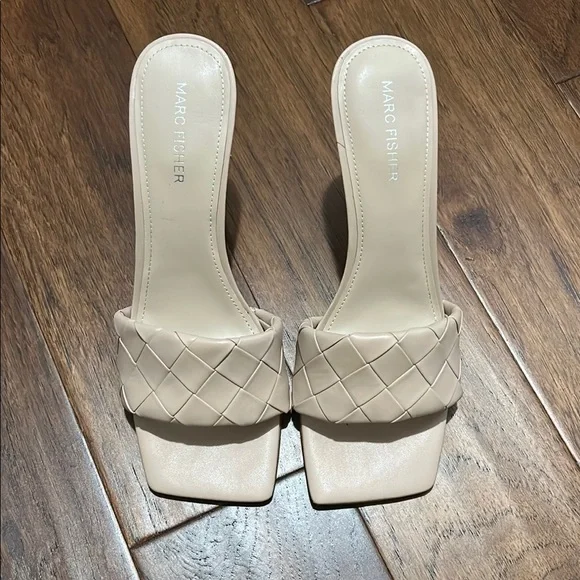 Marc Fisher white/cream Woven Heeled Sandals