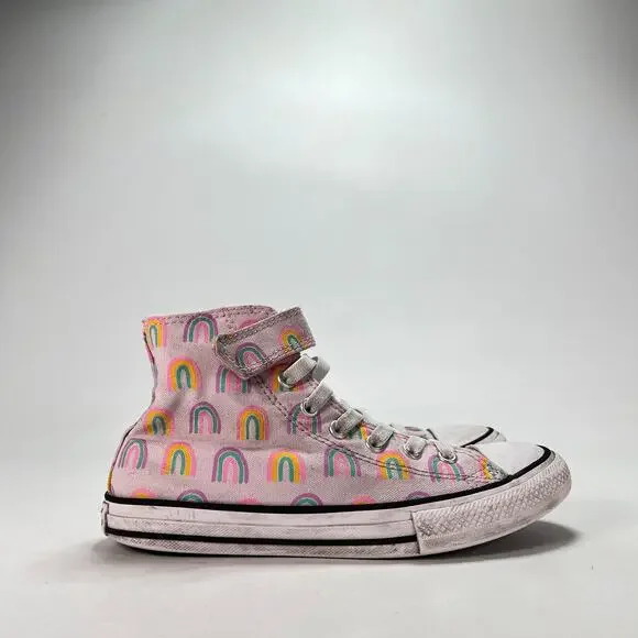 Converse Chuck Taylor All Star Easy-On Rainbows Pink Skate Sneakers Youth Size 3
