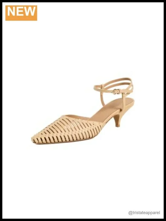 Ulla Johnson Francine Cage Kitten Heels Leather Pointed Toe Dress Pumps
