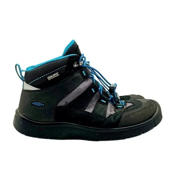 KEEN Targhee Mid Waterproof Hiking Boots‎ Kids Black Blue Size 6Y 1018000 BBK