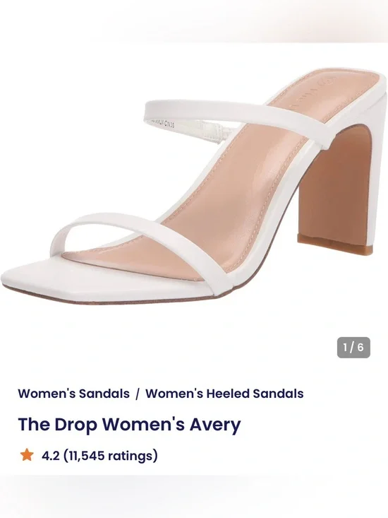 Avery White Strappy Block Heel Sandal by Unknown Brand