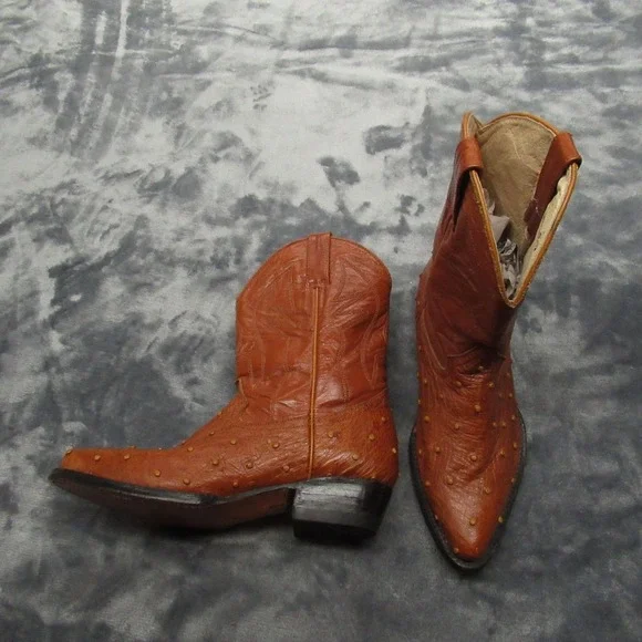Pistolero Kids 1.5 Western Boots Genuine Ostrich Cowboy Exotic NEW RARE VTG