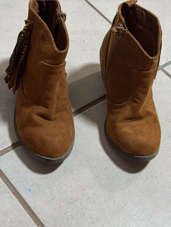 Wonder‎ Nation Kids Girl Brown Suede Fringe Ankle Boots Western size 1