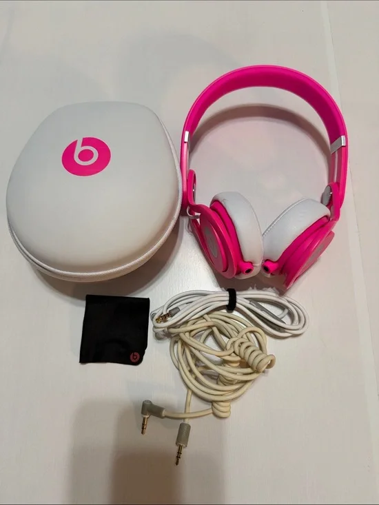 Beats by Dr. Dre MIXR Neon Pink Over the Head DJ Headphones DISCONTINUED Rare