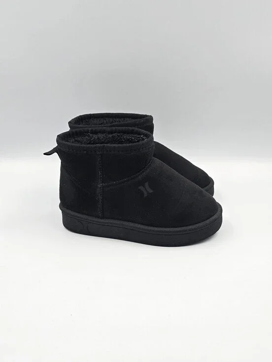 Hurley Kids Black Faux Suede Sherpa Lined Mini Ankle Boots Size 9 Toddler