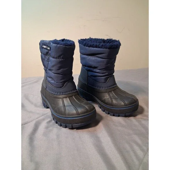 Lands' End Kids Winter Snow Boots Insulated Lined Blue