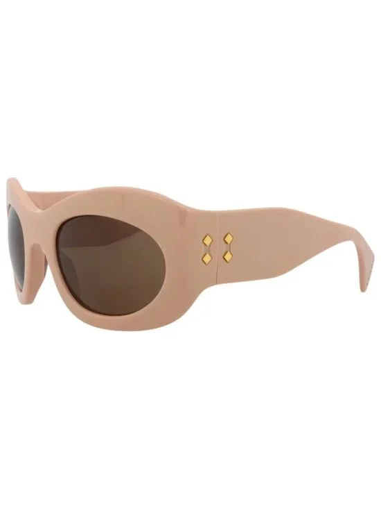 New Gucci Women's Sunglasses Shield Wrap Recycled Acetate Frame Unisex Pink Pink