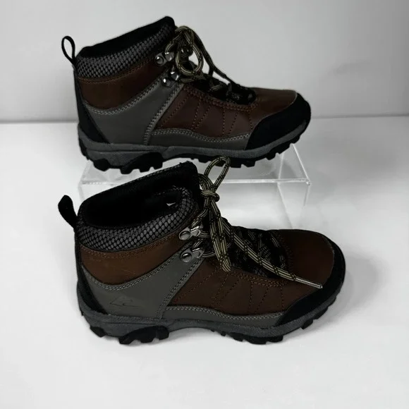 Ozark Trail Boys 1Y Brown Gray Outdoor Youth Trail Hiking Shoes Sneaker Utility