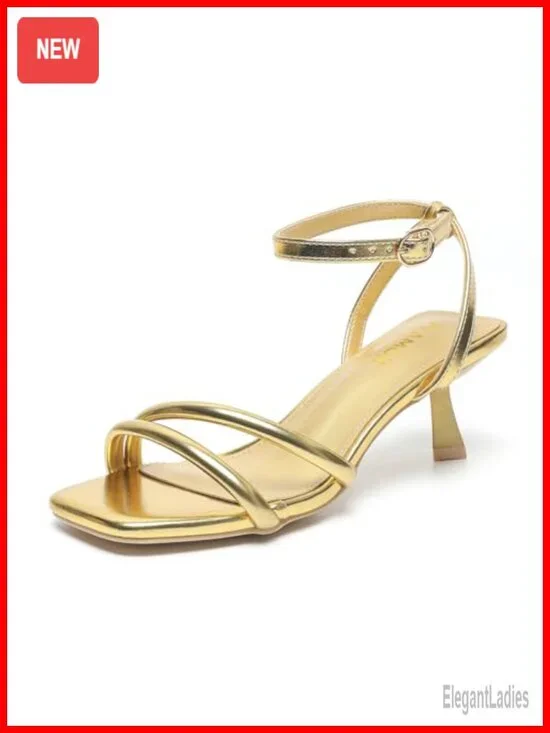 Kitten Heel Two Strap Ankle Strap Open Toe Wedding Party Dress Sandals