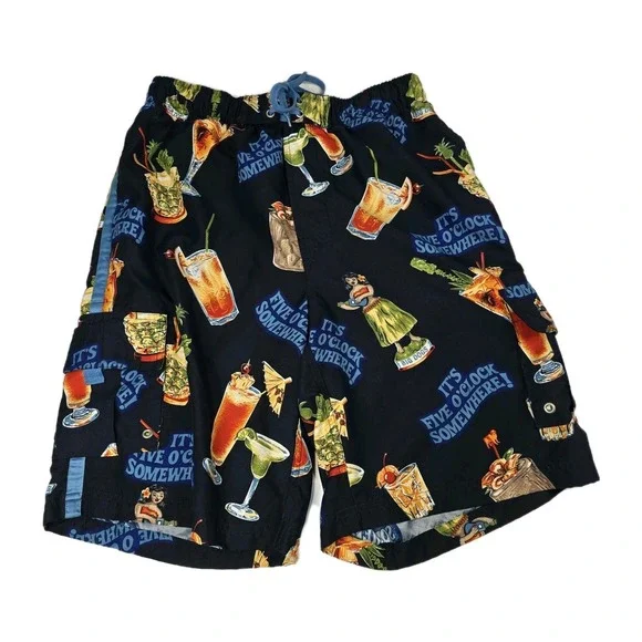 Big Dogs Blue Swim Trunks Board Short Men Size S It's 5 O'clock Somewhere Beer‎