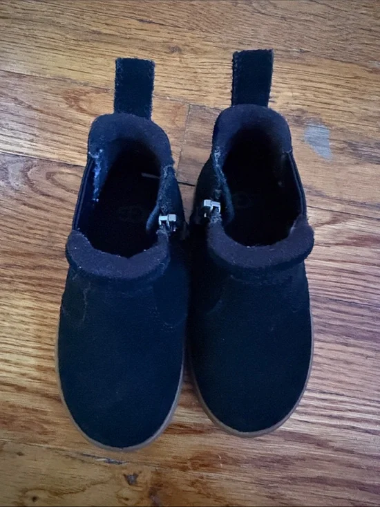 Kids Black Suede Slip-On Shoes Ugg