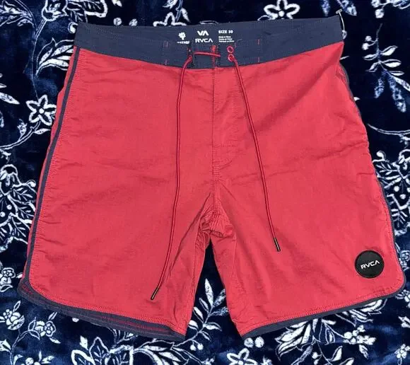 RVCA Men's Board Shorts Size 30 Color Red & Navy