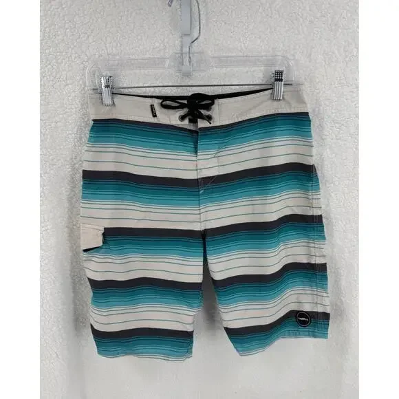 ONeill‎ Striped Drawstring Board Shorts Side Pocket Mens Type Size 29