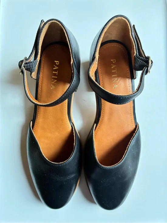 Patina Black Ankle-Strap Women’s Heels