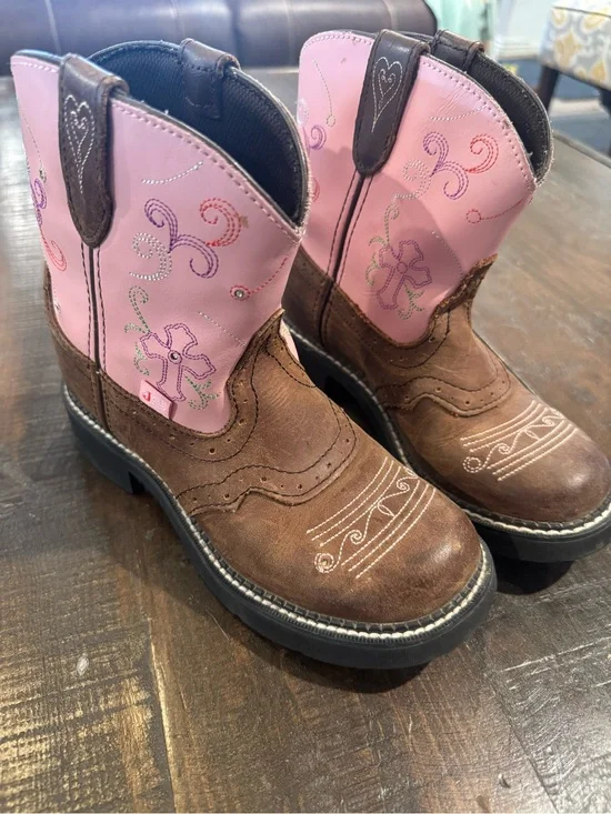 3Y JUSTIN GIRLS' GYPSY LIGHT UP CROSS EMBROIDERED WESTERN BOOTS