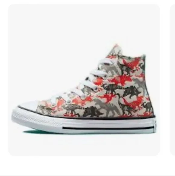 Chuck Taylor All Star Hi Poppy Glow Dinosaur Daze Youth Boys Sneakers Size 2.5