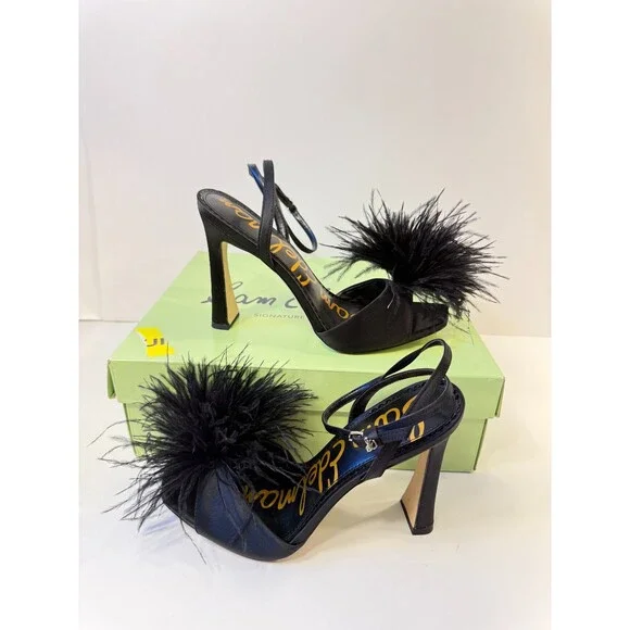 Sam Edleman Womens Lindy Black Satin Heels US 8.5