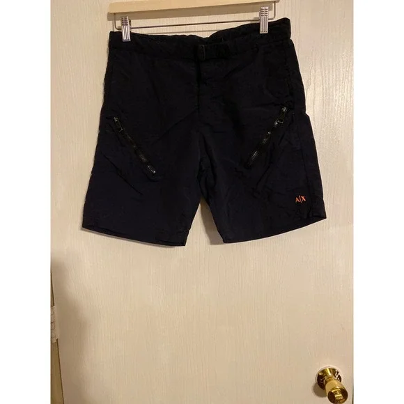 Armani Exchange Mens Black Zipper Pocket Board Shorts Swim Trunks Size S 0428