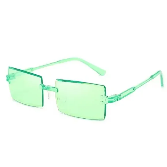 Unisex Stylish Green Rectangular Sunglasses