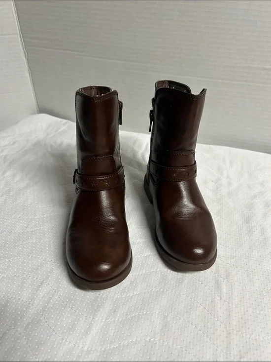 Stride Rite Brown Girls Leather Mid-Calf Boots with Buckle