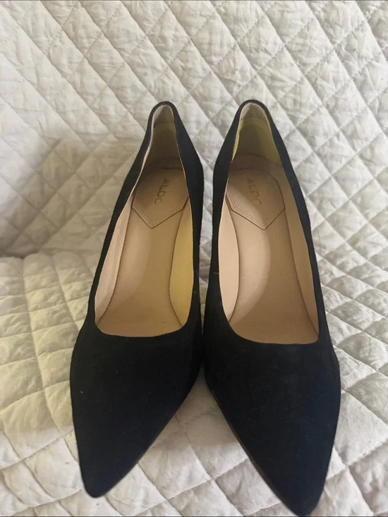 ALDO Black Suede Pointed-Toe Pumps