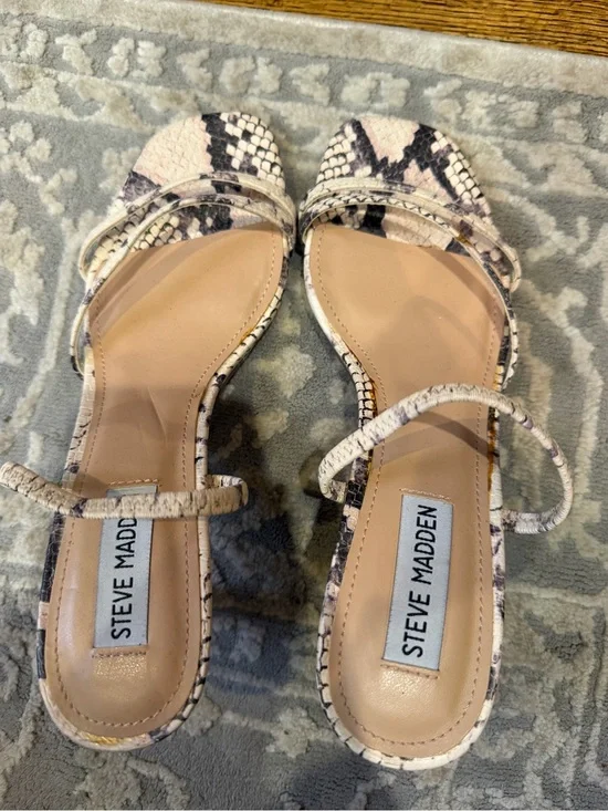 Steve Madden Snake-Print Strappy Heels