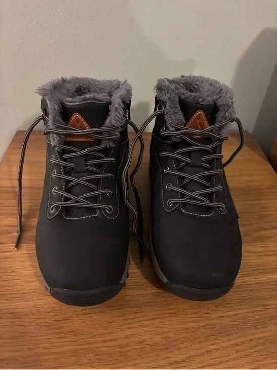 Mishansha Kids Outdoor Black Ankle Boots Hiking Walking Size 35 Kids 3.5 Faux