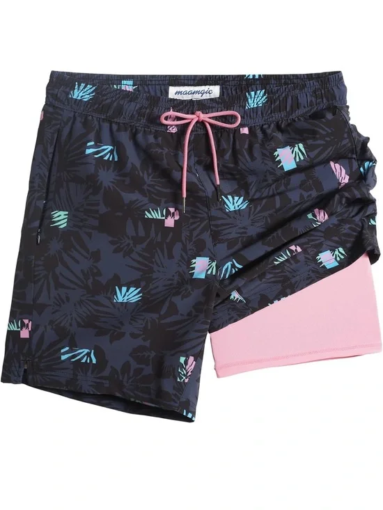 maamgic 2 in 1 Mens Swim Trunks 7 Inch Swim Shorts Swim Suits Board Shorts XXL