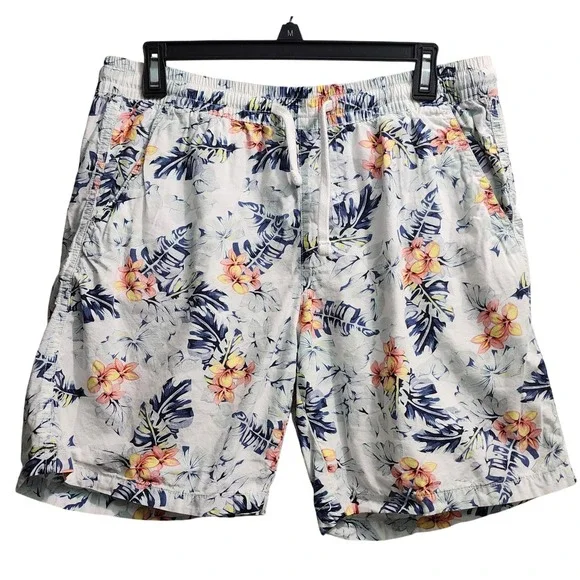 Denim & Flower Floral Print Swim Trunks Casual Beach Shorts Size M‎