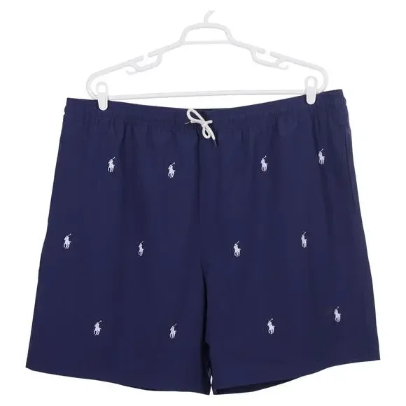 NWOT Polo Ralph Lauren Traveler Swim Trunks 4XLT Blue Pony Pockets Lined Shorts