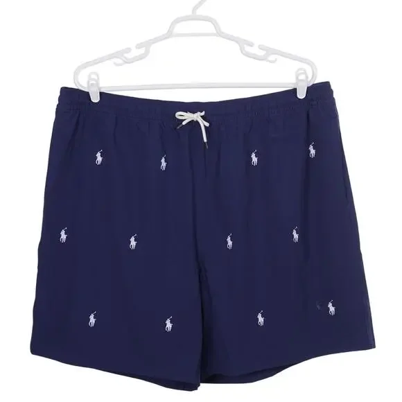 NWOT Polo Ralph Lauren Traveler Swim Trunks 4XLT Blue Pony Pockets Lined Shorts