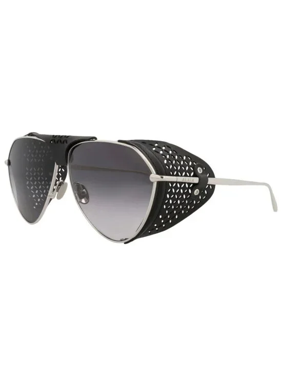 New Alaia Women's Sunglasses Aviator Metal Frame Silver Silver Grey