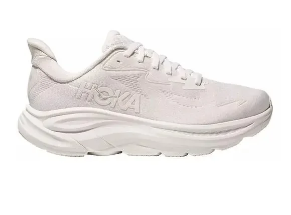HOKA youth all white athletic lace up youth running shoes 3.5
