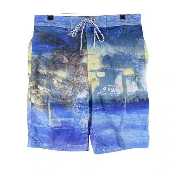Aeropostale Swim Trunks Tropical Print Beach Surf Drawstring‎ L
