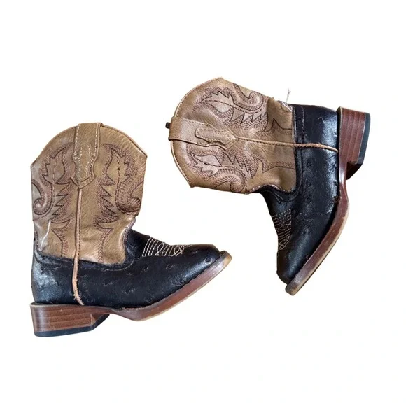 Roper cowboy toddler brown and black leather‎ boots western