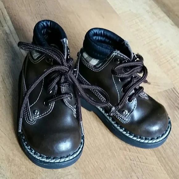 Fischer‎ Price Unisex Kids Brown Flannel High Top Leather Boots Size Toddler 5