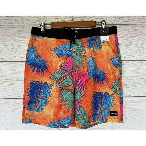 Hurley Board Shorts Mens Size 29 Tropical Leaves Quick‎ Dry Shorts 20