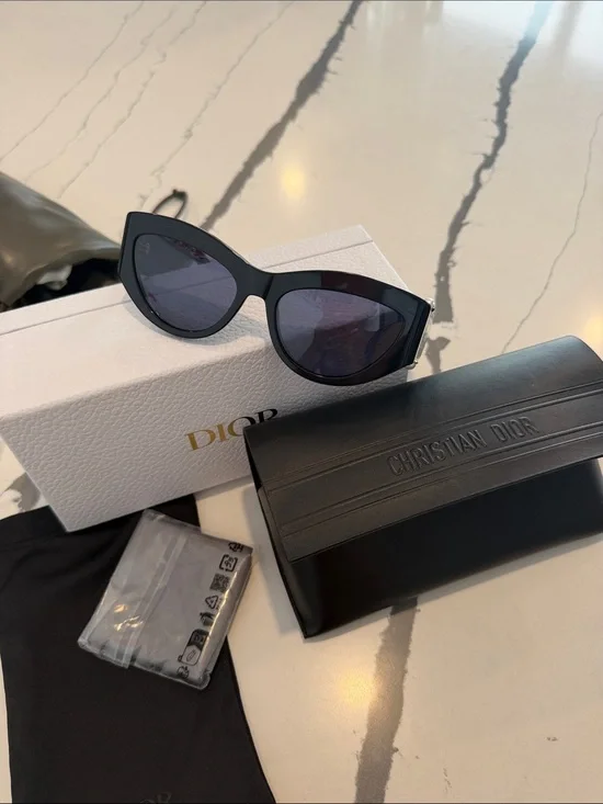 Dior Black Cat-Eye Sunglasses with Dark Lenses