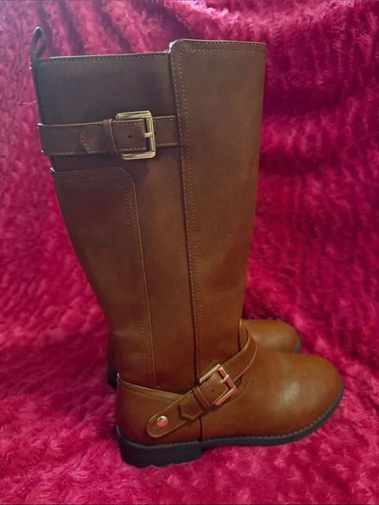 SO Brown Tall Kids Riding Boots with Buckle