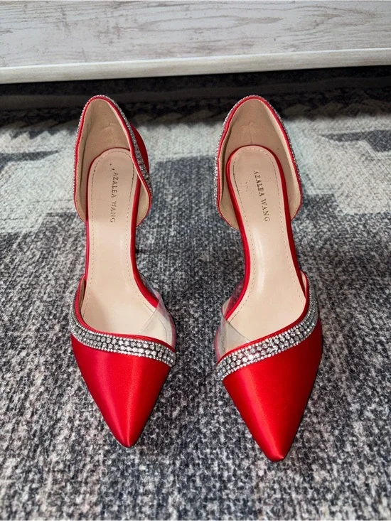 Red crystal rhinestone high heels