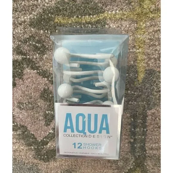 AQUA Collection White Ball Metal Shower Hooks