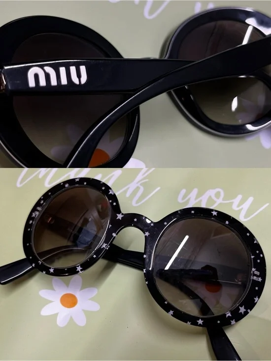 Authentic Miu Miu MU06US 1380A7 Star Round Sunglasses 48-25-140 Italy