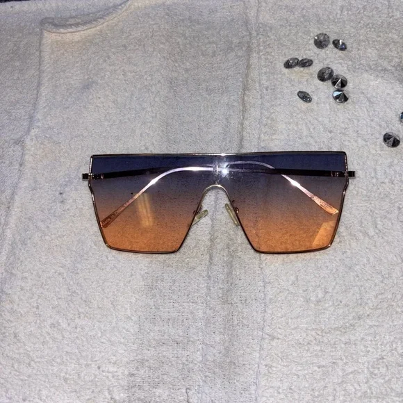 Gradient Brown to Blue Shield Sunglasses - Women Accessories