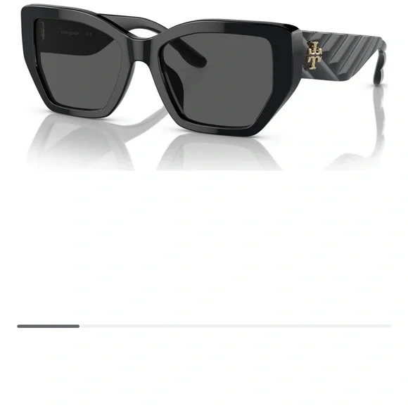 Tory Burch Black Cat-Eye Sunglasses with Gold Logo