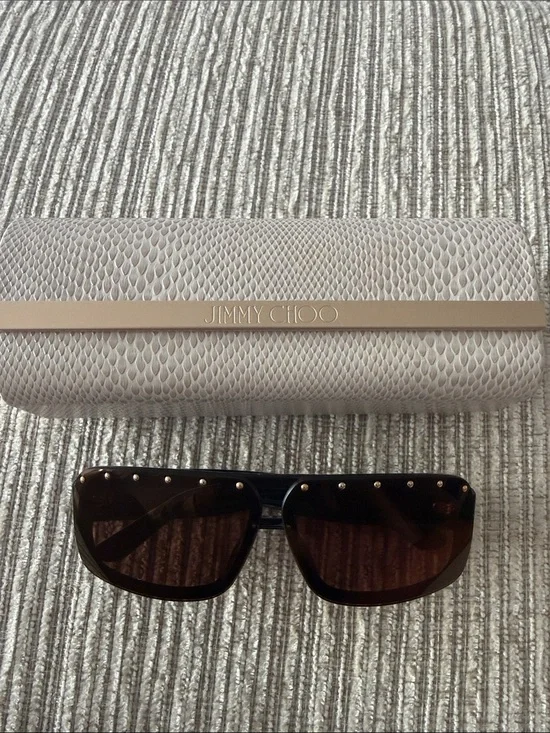 Jimmy Choo Black Frame Brown Gradient Shield Sunglasses