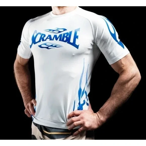Scramble Limited Edition 1998 White Colorway 90's Era Flame Rashguard‎ - Medium