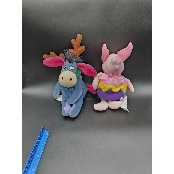 Disney Eeyore Christmas Reindeer Plush & Piglet‎ Easter Egg Plush Beanies