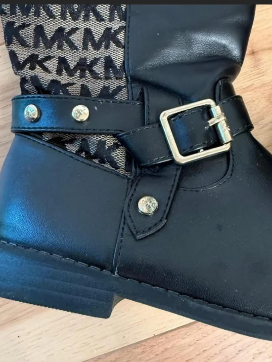 Michael Kors Black Logo Accent Kids Buckle Boots