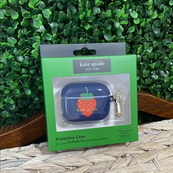 Kate Spade X Target Blue AirPods Pro Case with Strawberry Design